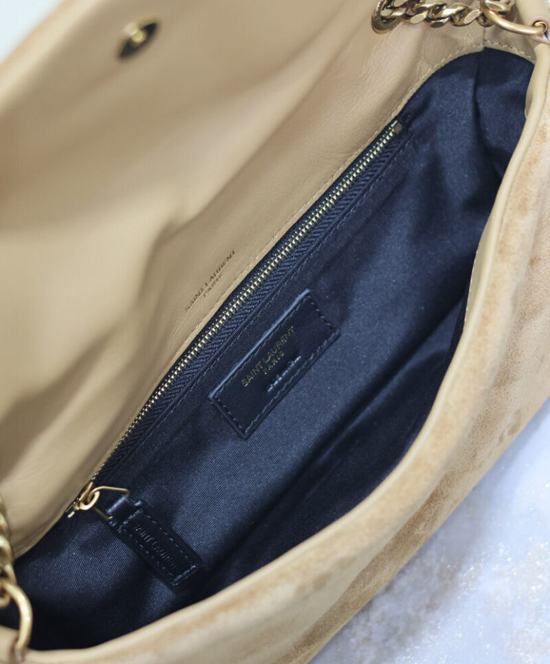 Saint Laurent Calypso Small Suede Shoulder Bag Fawn